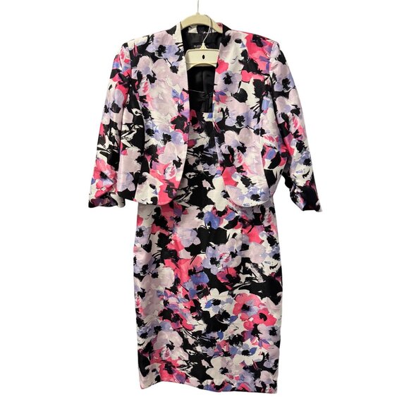 Evan-Picone Womens Floral Print Dress / Jacket Set Size 12 Outfit Set - Picture 1 of 12